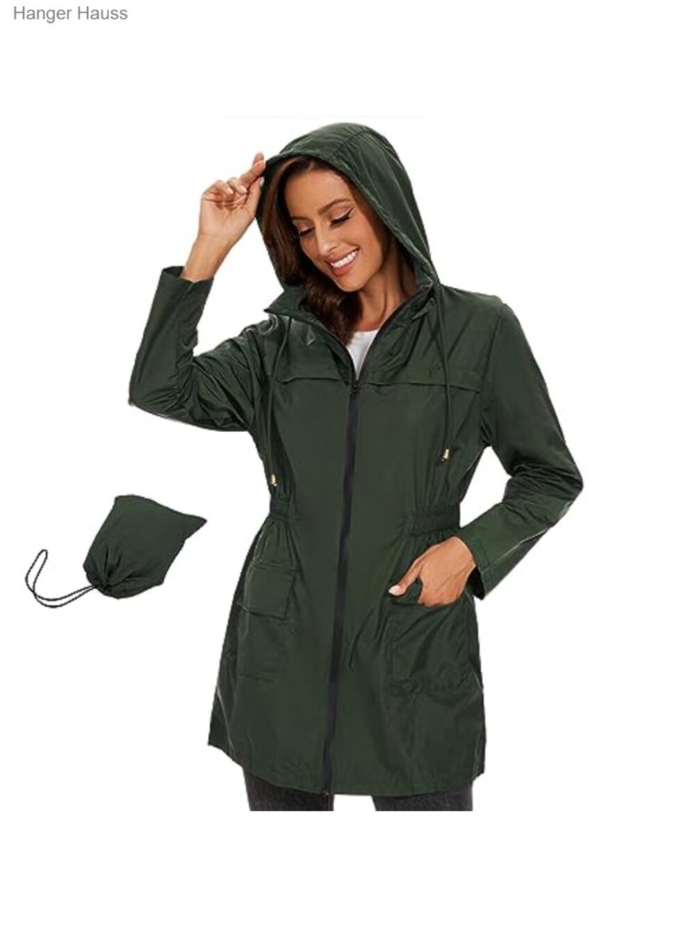 Waterproof Packable Women's Raincoat Lightweight Windbreaker Hooded